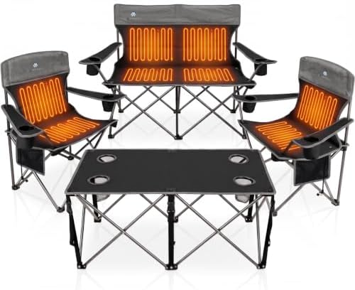 Camping Chair Set of 3, Outdoor Folding Camping Chairs for Heavy People with Cup Holder & Carry Bag,Collapsible Chair Include One Sofa Chair and Two Single Chair,Support up to 500lbs
