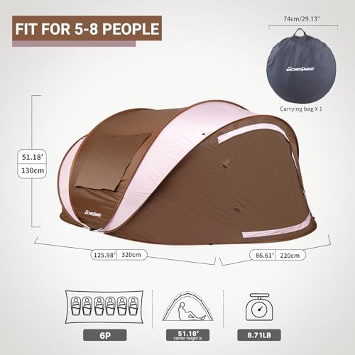 EchoSmile Instant Pop Up Camping Tent, 2/4/6 Person Easy Setup Tent
