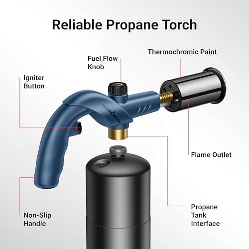 ThermoMaven Propane Torch Gun, Adjustable Cooking Torch Lighter, Blue
