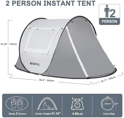 Pop Up Camping Tent, 2/4/6 Person Instant Tent Waterproof PU4500mm, Spacious Ventilated Camping Tent with Front Porch, Quick Setup Lightweight Portable for Outdoor Camping Hiking Beach