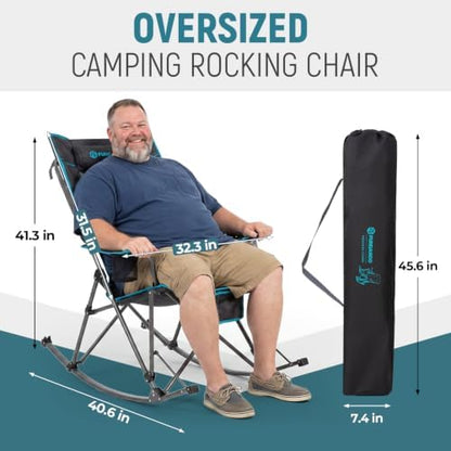 FUNDANGO Oversized Rocking Camping Chair 440Lbs Padded Folding Camp Chairs