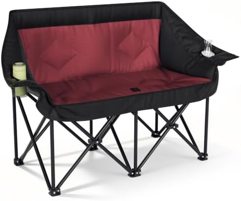 Oversized Double Camping Chairs 2 Person Folding Loveseat(Red)