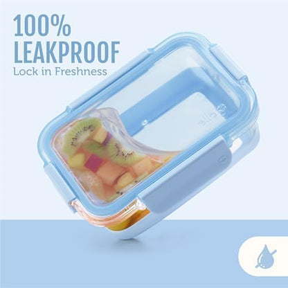 Ello Duraglass Refresh 3.4 Cup Meal Prep Containers, 10 Pc, Halogen Blue
