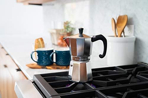 Bellemain Stovetop Espresso Maker, Italian Moka Pot, 3-Cup Silver
