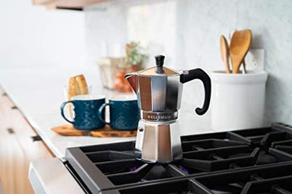 Bellemain Stovetop Espresso Maker, Italian Moka Pot, 6-Cup Silver