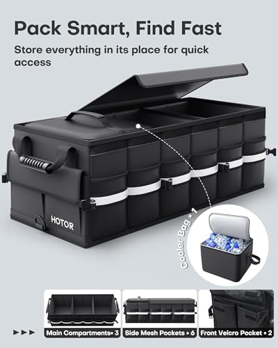 HOTOR Trunk Organizer - Car Organizers for SUV with Removable Cooler Bag