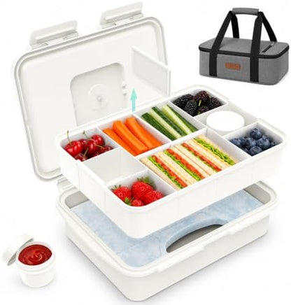 Caperci Large Chilled Snackle Box Container with Ice Pack & Leak-Proof Lid