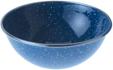GSI Outdoors Pioneer Enamel 12 Pieces (4-Person) Dish Set I Enamelware Dishes Including Plates, Bowls and Mugs for Camping, Outdoors, RV, Camp, Blue