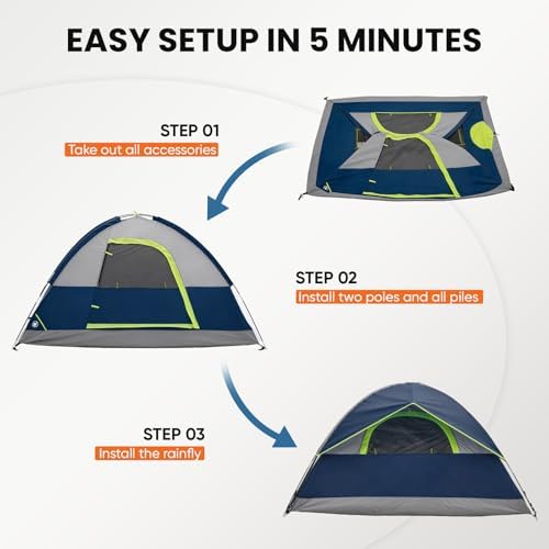 OLIXIS Camping Tent 2 Person, Tent for Camping, Fast Setup, Compact Carry