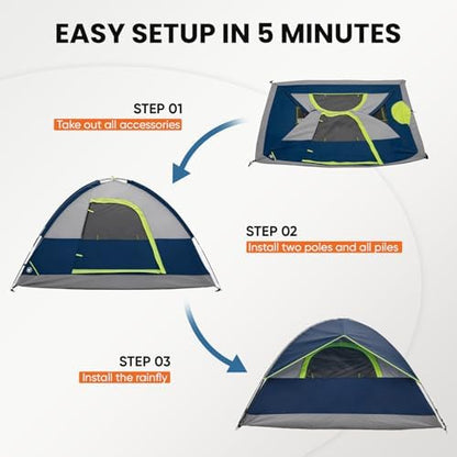 OLIXIS Camping Tent 2 Person, Tent for Camping, Fast Setup, Compact Carry