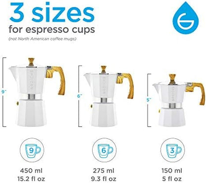 GROSCHE Milano Stovetop Espresso Maker Moka Pot 9 espresso Cup 15.2oz White