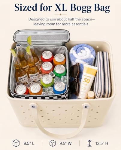 Insulated Cooler Organizer Insert Compatible with XL Bogg Bag,2-in-1 Dry-Wet Separate Tote Insert Leakproof Cooler&Mesh Storage Bag,Bogg Bag Accessories for Beach,Camping
