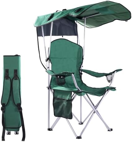 VTOY Portable Folding Camping Chair with Canopy, Outdoor Sun Shade Chair