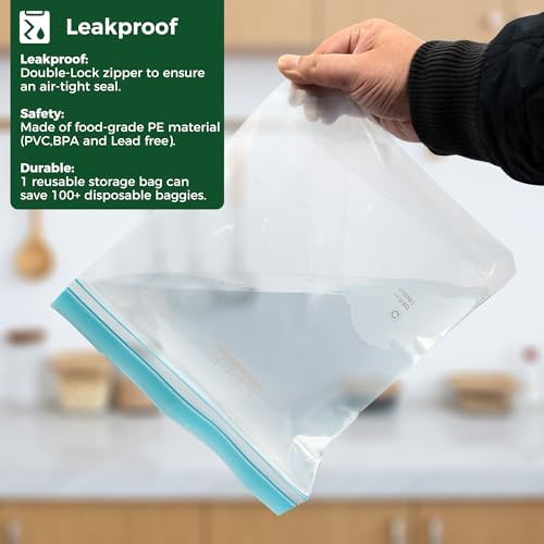 SPLF 20 Pack Reusable Sandwich Bags Dishwasher Microwave Safe