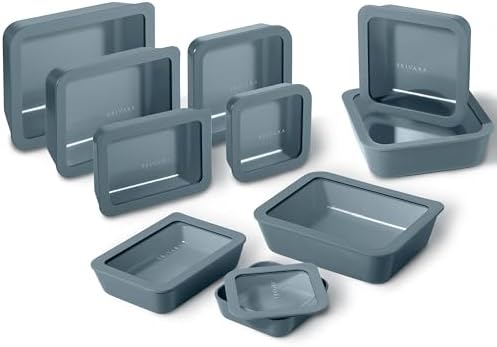 20-Piece Glass Food Storage Containers Set with Lids (10 Containers + 10 Lids) | Microwave-Safe Airtight Seal, Oven-Safe Ceramic-Coated Glass | Zero Plastic, No PFAS/PFOA/BPA [Dusk]