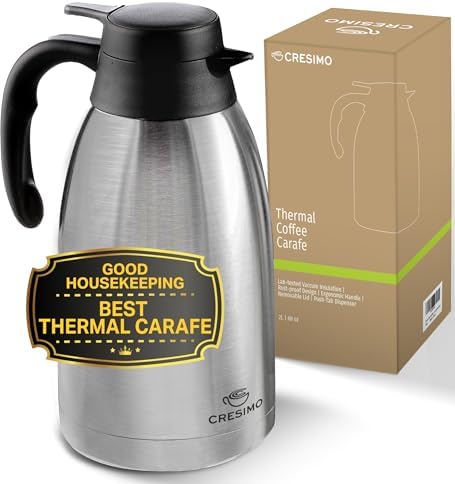 Cresimo Thermal Coffee Carafe 68oz / 2L - 12 Hours Hot Beverage Dispenser