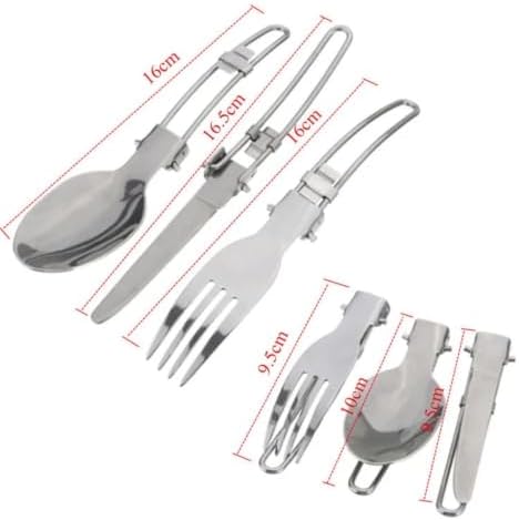 Peidesi Camping Cookware Mess Kit, Portable Camp Stove Pots and Pans Set, Carabiner, Folding Knife, Fork Spoon Kit, Carry Mesh Bag, for Backpacking