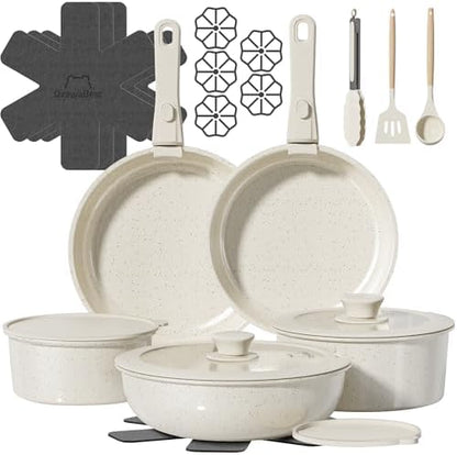 23 Pcs Pots and Pans Set Non Stick, Detachable Handle Cookware