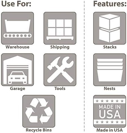 Akro-Mils 35230 Nest and Stack Plastic Storage Container and Distribution Tote, (23-1/2-Inch L x 19-1/2-Inch W x 13-Inch H), Blue, (3-Pack)