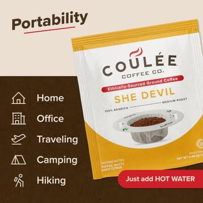 Coulée EcoPour She Devil Arabic Coffee, Medium Roast, Single Serve, 20 Pack