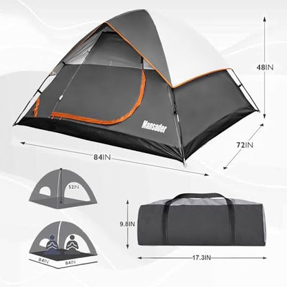 Camping Tent, Waterproof 2/3/4 Person Tents for Camping, Lightweight Easy Set Up Outdoor Hiking Tent Backpacking Tent with Carry Bag, Backpack Tent Suit for Family Beach Hiking Travel