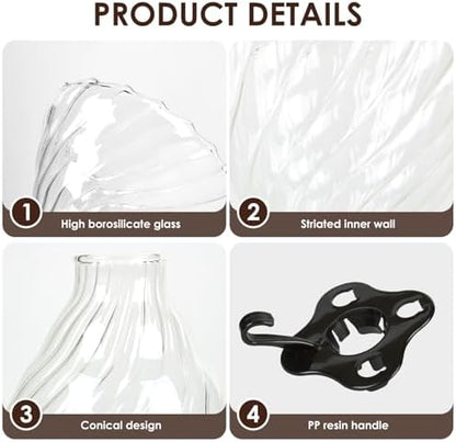 V60 Pour Over Coffee Dripper, 02 Filter For 1-4 Cups Reusable Coffee Maker 60° Heat-Resistant Glass Cone Easy-to-Clean Drip Coffee Maker Perfect for Pourover Coffee Enthusiasts