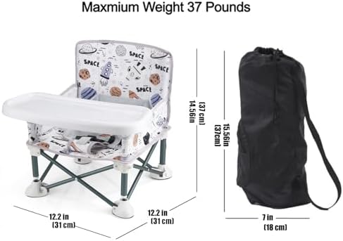 PandaEar Portable Baby Seat Travel| Compact Fold with Straps for Indoor/Outdoor Use| Great for Camping, Beach, Lawn |Toddlers, Kids, Boys, Girls (Without Placemat, White)