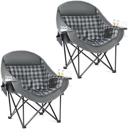 Oversized Camping Chair for Adults 2 Pack - Heavy Duty Outdoor Padded Chair