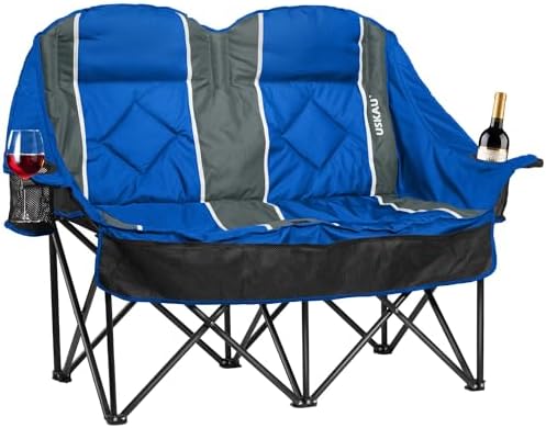 Oversized Double Camping Chair - 2 Person Folding Loveseat for Campfire Snuggle Freedom, Heavy Duty 660LBS Support with Frustration-Free Oversized Carry Bag, Perfect for Couples, Dogs & Sports