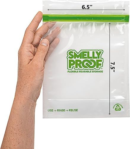 Smelly Proof 15 x Expandable Stand & Fill REUSABLE Storage Bags for Food Designed & Mfg in US, BPA FREE, NO PEVA, Reusable Sandwich Bags, Dishwasher-Safe, Clear 3 mils STAND UP 6.5" x 7.5" - 15pk