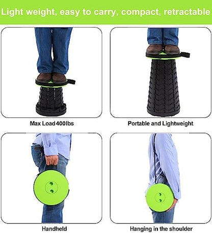 Fishboy Upgraded Collapsible Stool, 400lbs Max Weight, Lightweight But Sturdy, Portable Retractable Folding Telescoping Foldable Camping Stool for Adults Outdoor Fishing Hiking BBQ