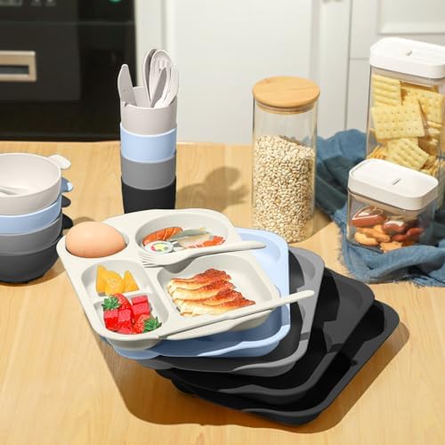 Honoson 24pcs Wheat Straw Dinnerware, Unbreakable, Vivid Color