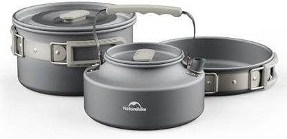 Naturehike Camping Cookware Set Mess Kit for Backpacking Gear, Camp Cooking Set, Camping Pots and Pans Set for Outdoor Backpacking Camping Hiking Picnic