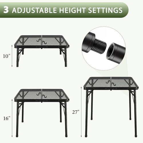 Folding Grill Table, 24 x 16 in Portable Camping Table for Picnic