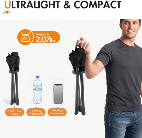 Portal Tall Folding Tripod Stool Portable Tripod Chair for Outdoor Camping