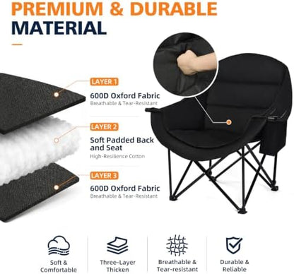 Oversized Camping Chair for Adults - Outdoor Lawn Camp Chair 2 Pack