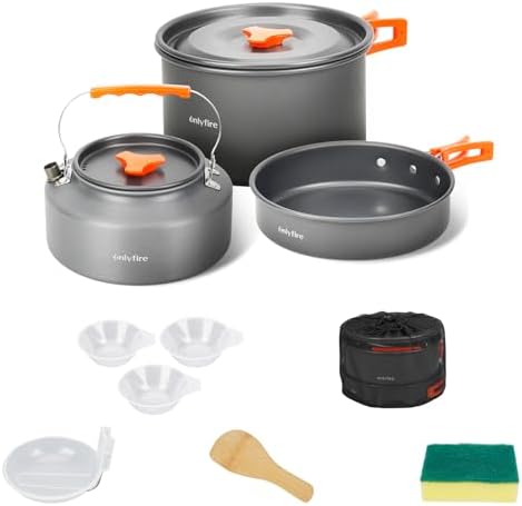 10pcs Camping Cookware Mess Kit, Outdoor Cooking Utensil Set, CT603