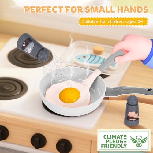105Pcs Kids Kitchen Toy Accessories, Toddler Pretend BBQ Camping Cooking Playset, Play Pots, Pans, Utensils Cookware Toys, Play Food Set, Vegetables, Learning Gift for Girls Boys