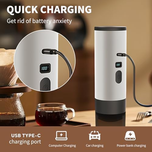 3-In-1 Portable Coffee Maker, 15 Bar Espresso Maker with LED Display