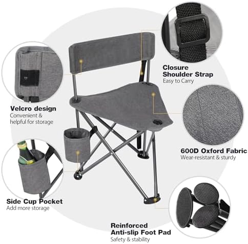 REDCAMP 2 Pack Tripod Camping Chairs Folding Lightweight
