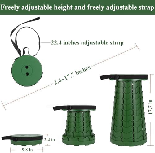 Fishboy Upgraded Collapsible Stool, 400lbs Max Weight, Lightweight But Sturdy, Portable Retractable Folding Telescoping Foldable Camping Stool for Adults Outdoor Fishing Hiking BBQ