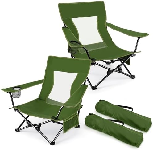 Joyfair Beach Camping Chair (2 Pack), Folding Chair for Adults (Green)