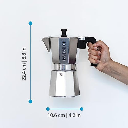 GROSCHE Milano Stovetop Espresso Maker Moka Pot 9espresso Cup 15.2oz Silver