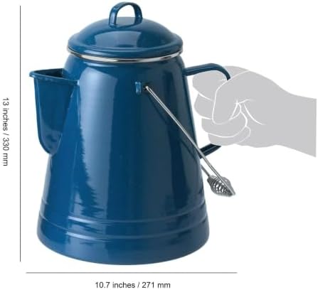 GSI Outdoors 15166 Pioneer Enamel Camping Coffee Pot - 36 Cups, Blue