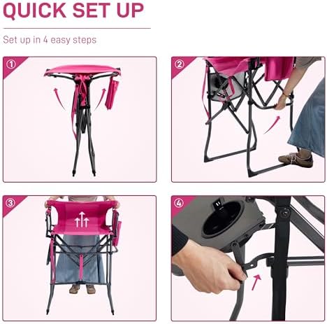 EVER ADVANCED Portable 30.7" Seat Height Tall Camping Directors Chair