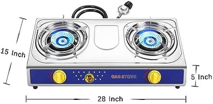 Vivicreate 25000 BTU 2 Burner Propane Gas Stove Stainless Steel Cooktop Outdoor Camping Stove Portable Double Burner for BBQ Boiling Frying Cooking Estufa de Portátil Fogón de Gas