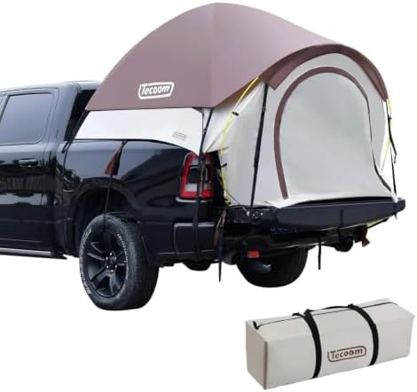Tecoom Truck Bed Tent, Double Layer Waterproof PU3000mm for 5.5-6.7ft, Portable 1-3 Person Compact Full Size Pickup with Rain Fly for Outdoor, Camping, Road Trip, Beach
