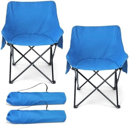 HaSteeL Camping Chair for Adults, Compact Folding Portable Chairs Set with Side Pockets for Outdoors Fishing, Hiking, Backpacking, Picnic, Beach, Travel, Supports to 250lbs, & Storage Bags (Blue)