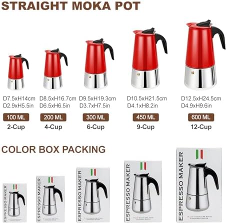 12 Cup Stovetop Espresso Maker Stainless Steel Moka Pot Stove Top Percolator Italian Coffee Makers Capable Mocha Greca Machine Cafe Classic Induction Cookers for Home and Camping 600ml 20oz