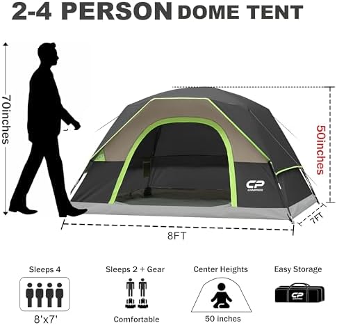 CAMPROS CP Tents for Camping 2/4/6 Person, Waterproof Windproof Dome Tent